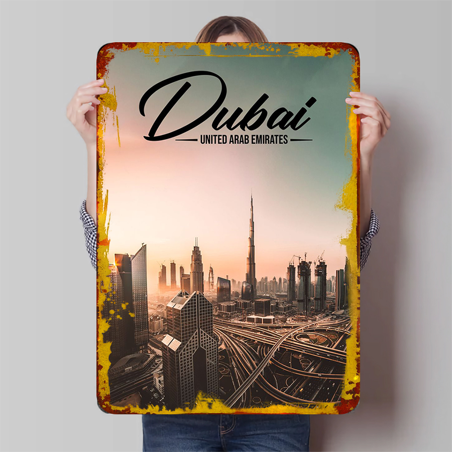 Home Decor Uae - 두바이 도시 풍경 금속 벽 예술