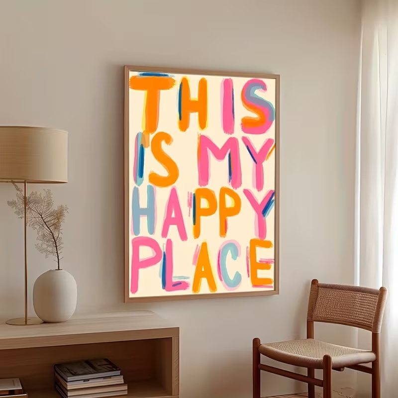 Home Decor Nepal - 현대적인 '이곳은 나의 행복한 곳' 문구가