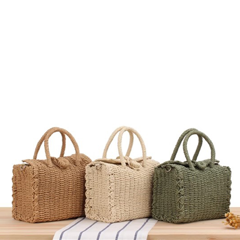 Home Decor Rattan - 여성용 빨대 비치 백, 수제 핸드백