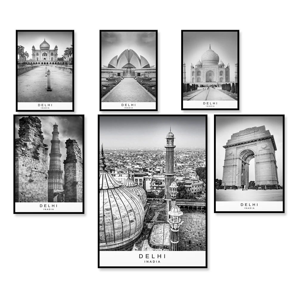 Home Decor Delhi - 델리 도시 인쇄 그림 포스터, 미니멀리스트