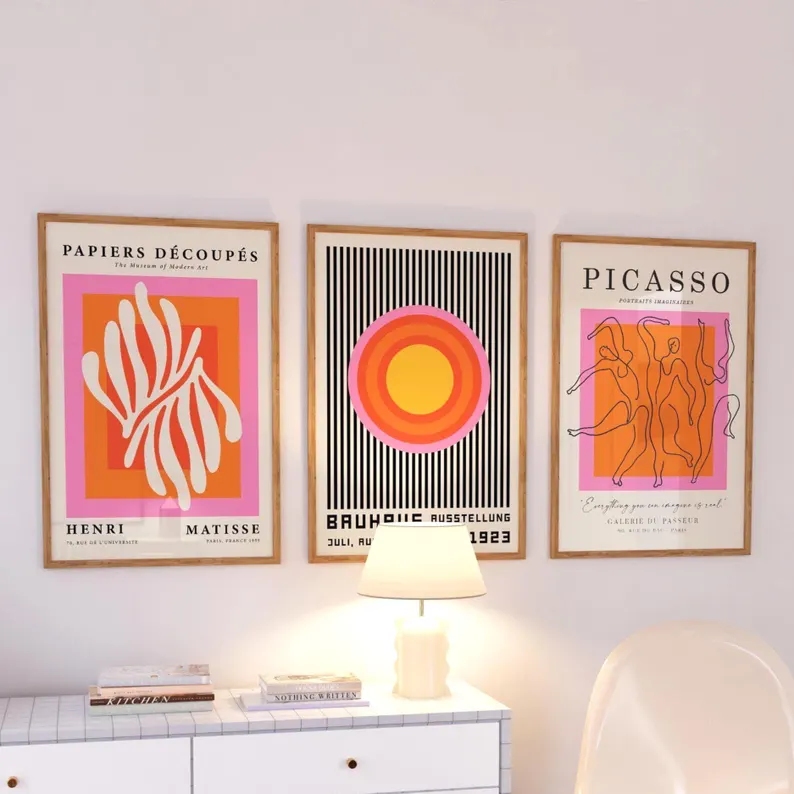 Home Decor Nepal - 3pcs현대 오렌지 바우하우스와 피카소 벽 아트