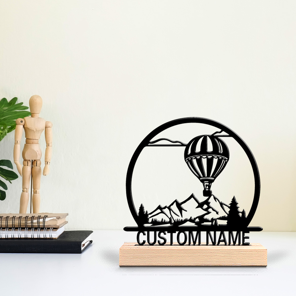 Home Decor Com - 1개의 열기구 모양 맞춤형 이름 새겨진