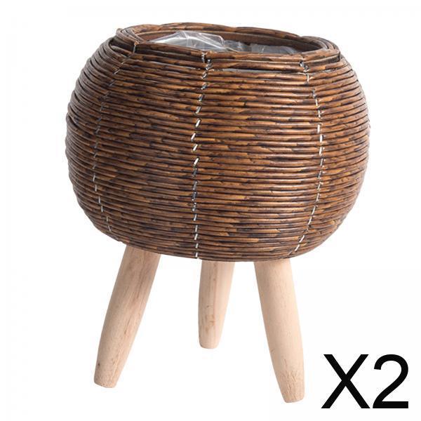 Home Decor Rattan - 스탠드가 있는 직조 바구니 실내 화분
