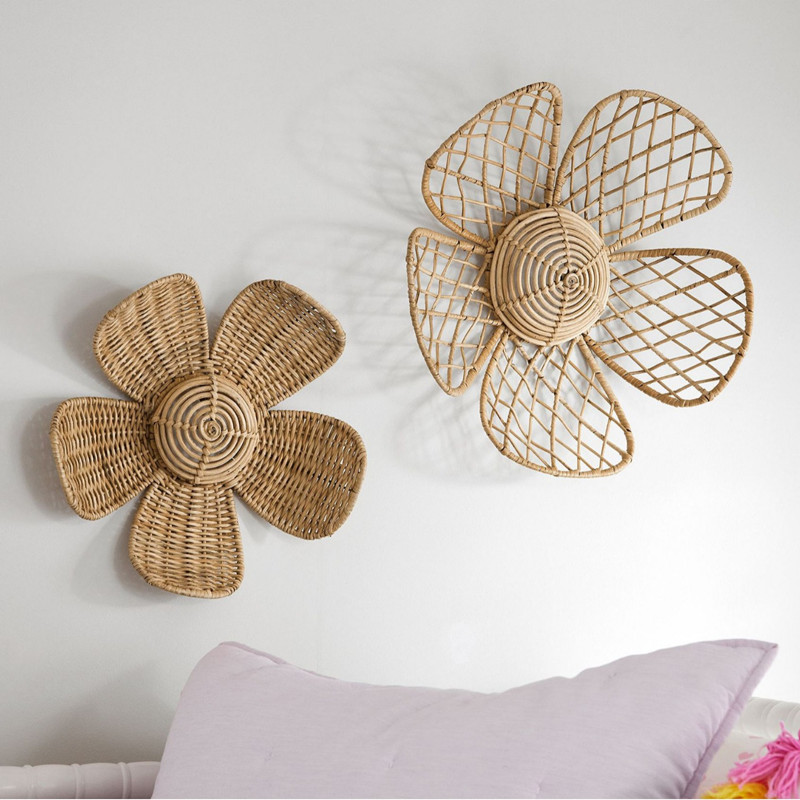 Home Decor Rattan - 북유럽풍 라탄 꽃 벽 장식품 수공예