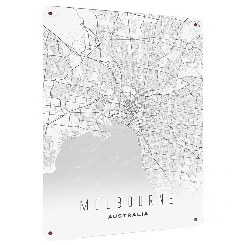 Home Decor Melbourne - 멜버른 도시 지도 금속 벽 예술