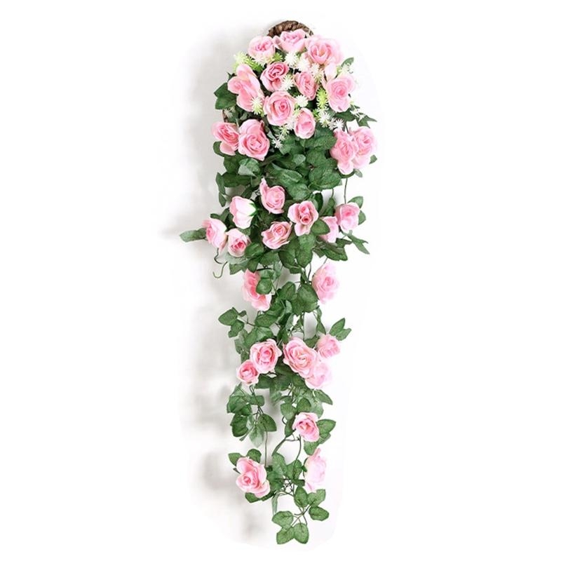 Home Decor Rattan - 인공 장미 꽃 등나무 장식 벽걸이