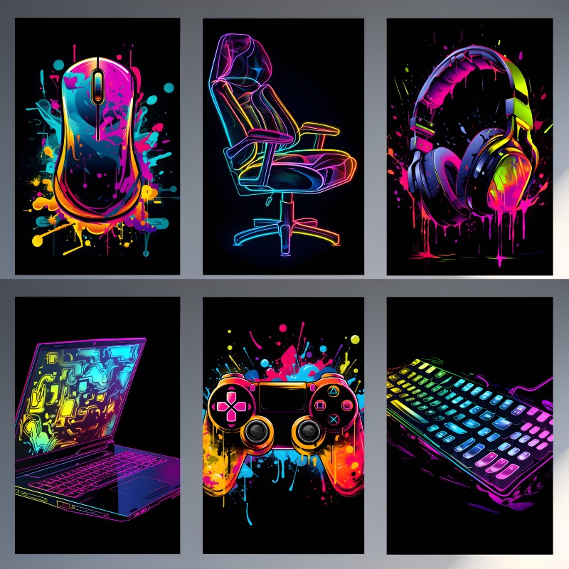 Home Decor Xbox Games - 수채화 네온 비디오 게임 포스터, XBOX