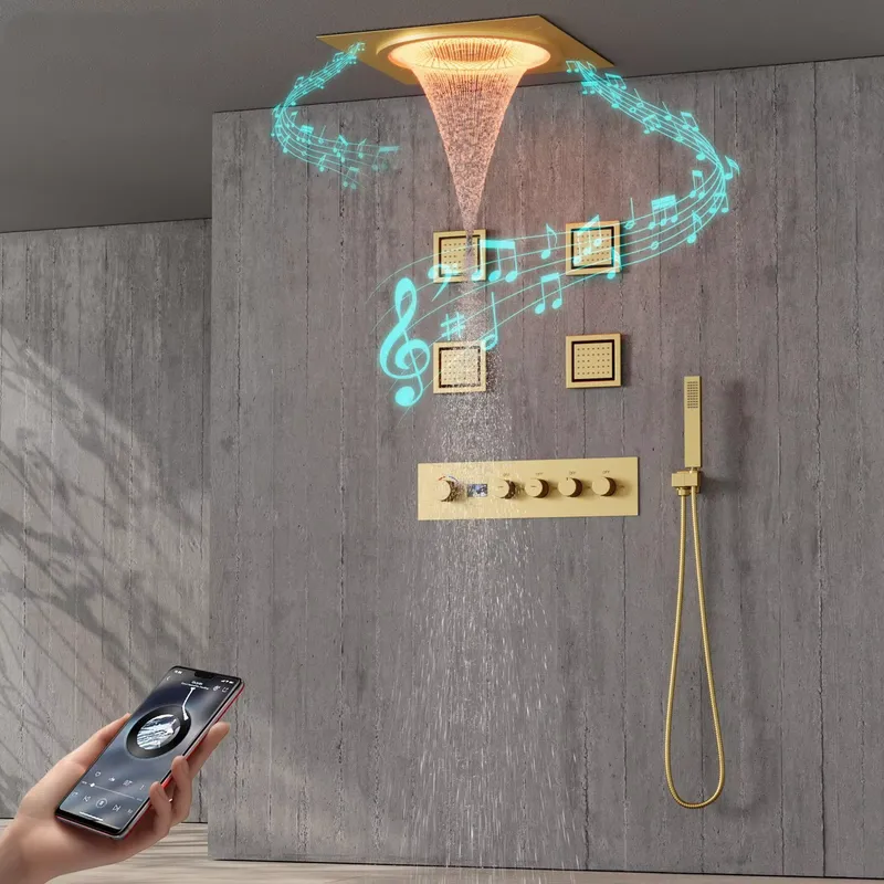 스마트 LED 샤워 세트 욕실 음악 내장형 레인폴 시스 - Home Decor Gift 리뷰 및 가격