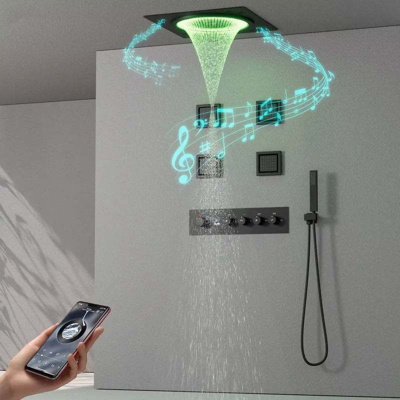 스마트 LED 샤워 세트 욕실 음악 내장형 레인폴 시스 - Home Decor Gift 리뷰 및 가격