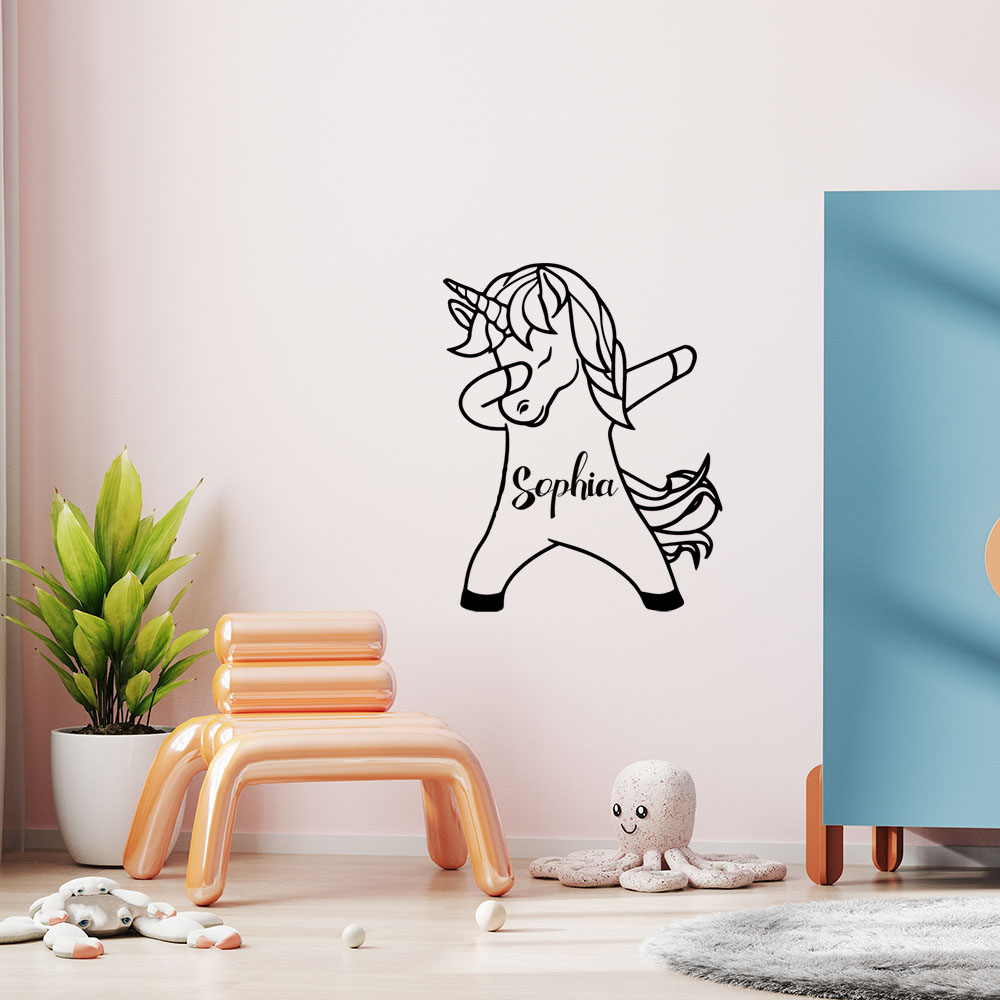 1PC Diy 유니콘 맞춤형 이름 스티커 방수 비닐 벽 - Home Decor Wallpaper 리뷰 및 가격