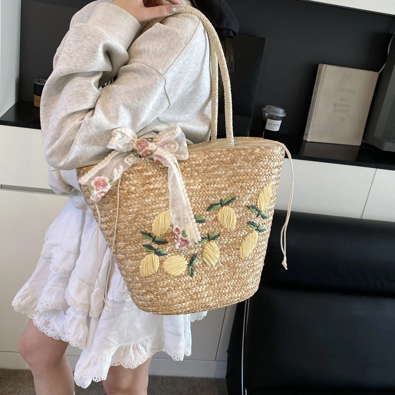 대용량 비치 숄더 백 디자이너 자수 핸드백 여름 수제  - Home Decor Rattan 리뷰 및 가격