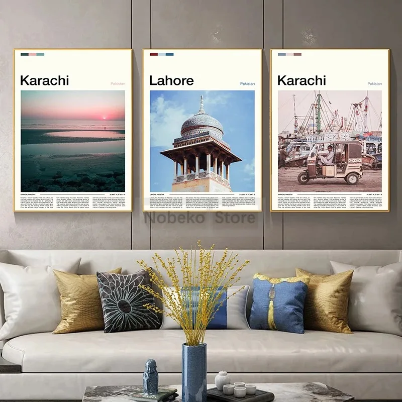 캔버스 회화 벽 아트 그림 아시아 파키스탄 여행 포스터 - Home Decor Karachi 리뷰 및 가격
