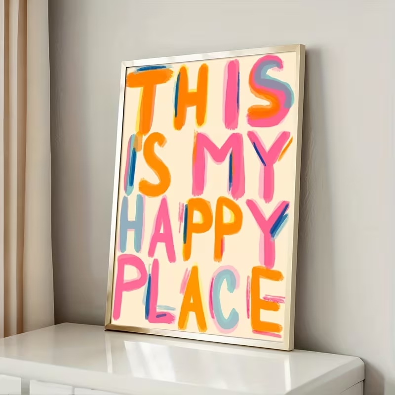 현대적인 '이곳은 나의 행복한 곳' 문구가 있는 벽 예 - Home Decor Nepal 리뷰 및 가격