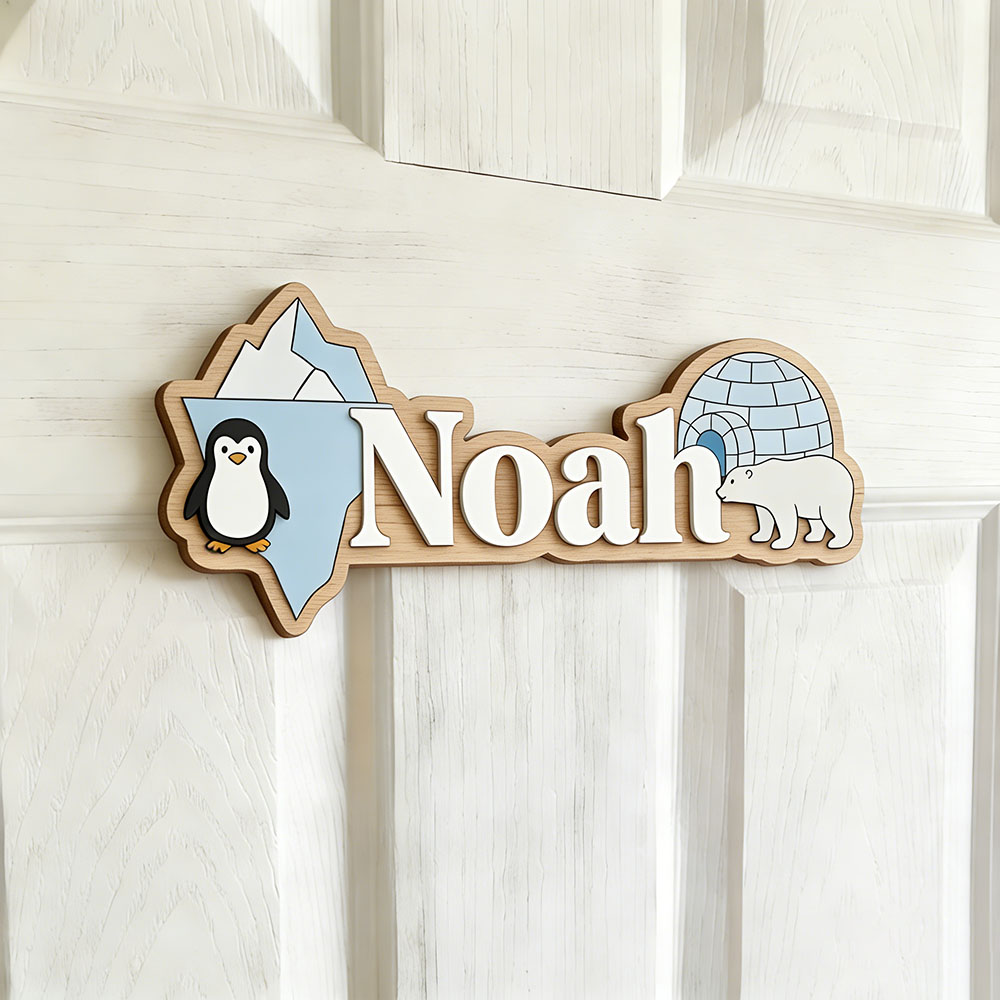 북극 펭귄 & 북극곰 맞춤 이름표시판, 얼음 동굴 보육 - Home Decor Wall Pictures 리뷰 및 가격