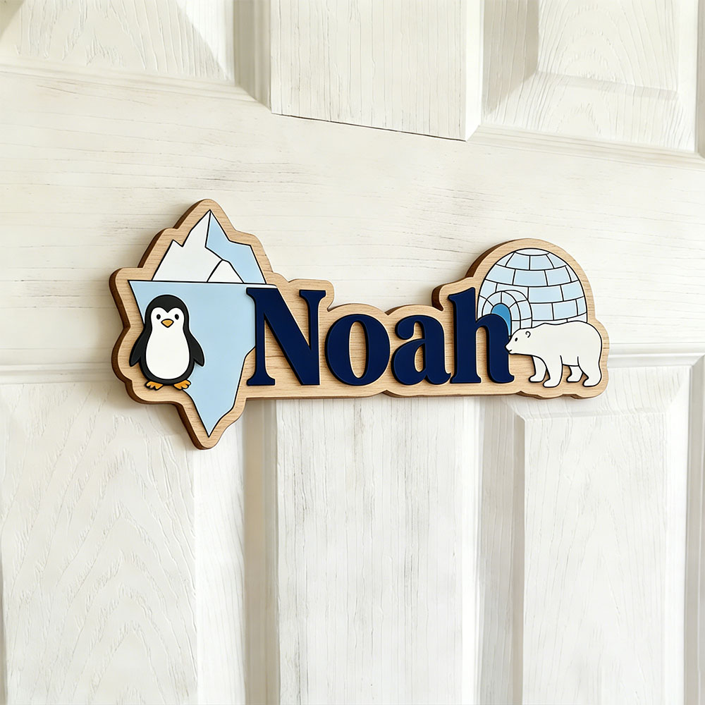 북극 펭귄 & 북극곰 맞춤 이름표시판, 얼음 동굴 보육 - Home Decor Wall Pictures 리뷰 및 가격