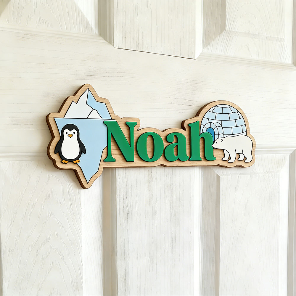 북극 펭귄 & 북극곰 맞춤 이름표시판, 얼음 동굴 보육 - Home Decor Wall Pictures 리뷰 및 가격