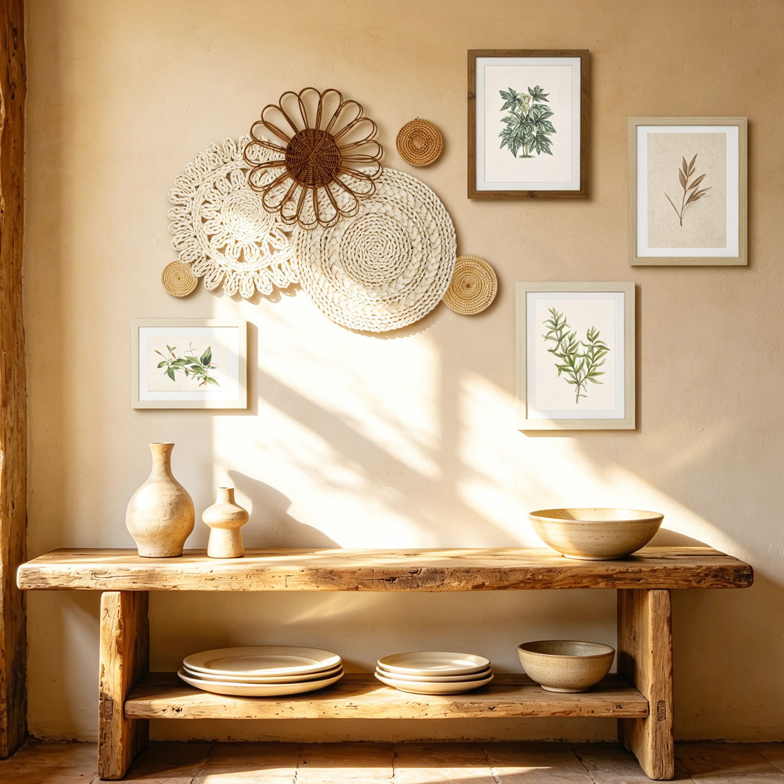 보헤미안 스타일 벽걸이 바구니, 해초/라탄 소재, 사진 - Woven Wall Basket 리뷰 및 가격