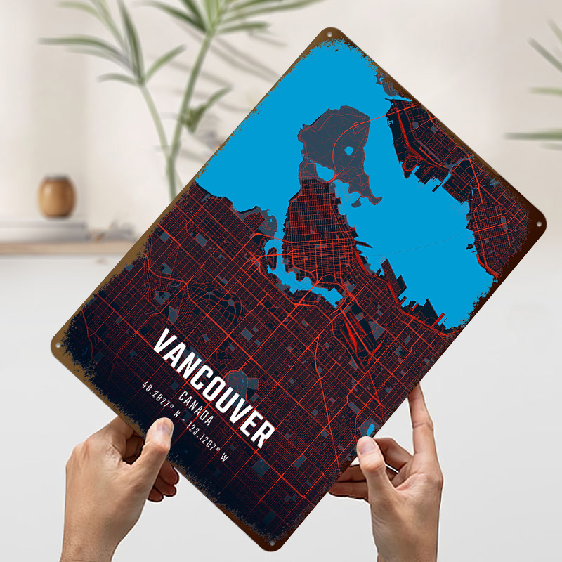 밴쿠버 도시 지도 금속 포스터 맞춤형 벽 장식 레트로  - Home Decor Vancouver 리뷰 및 가격
