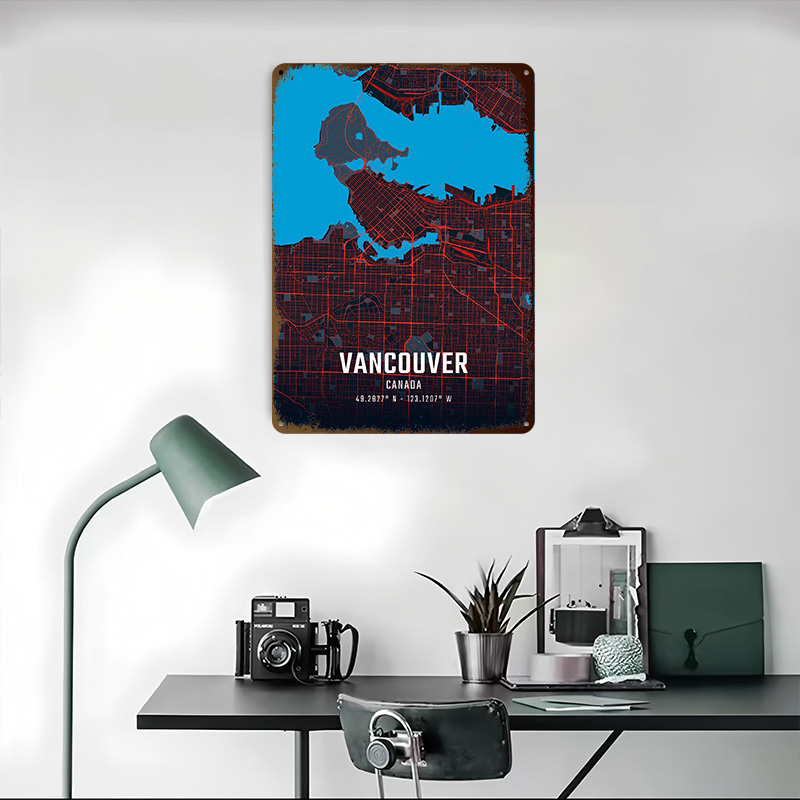밴쿠버 도시 지도 금속 포스터 맞춤형 벽 장식 레트로  - Home Decor Vancouver 리뷰 및 가격