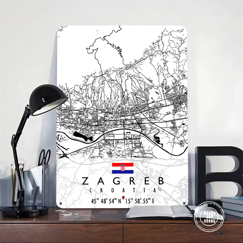 자그레브 지도 크로아티아 3D 질감 금속 포스터 맞춤형 - Home Decor Zagreb 리뷰 및 가격