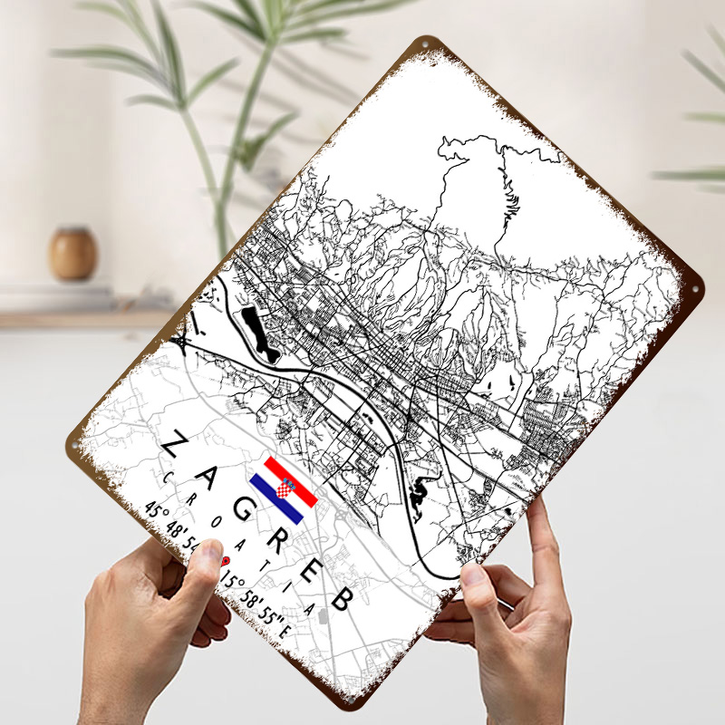 자그레브 지도 크로아티아 3D 질감 금속 포스터 맞춤형 - Home Decor Zagreb 리뷰 및 가격