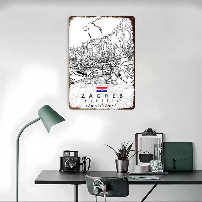 자그레브 지도 크로아티아 3D 질감 금속 포스터 맞춤형 - Home Decor Zagreb 리뷰 및 가격