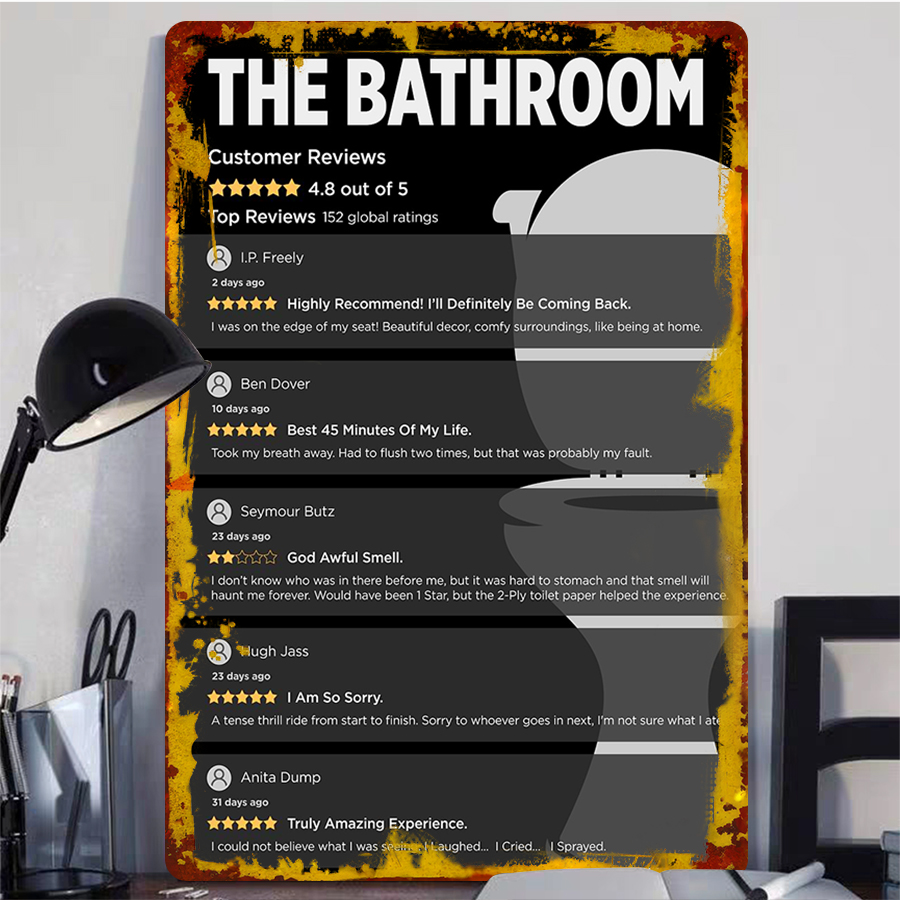재미있는 욕실 고객 리뷰 금속 벽 예술 화장실 유머 장 - Review Home Decor 리뷰 및 가격