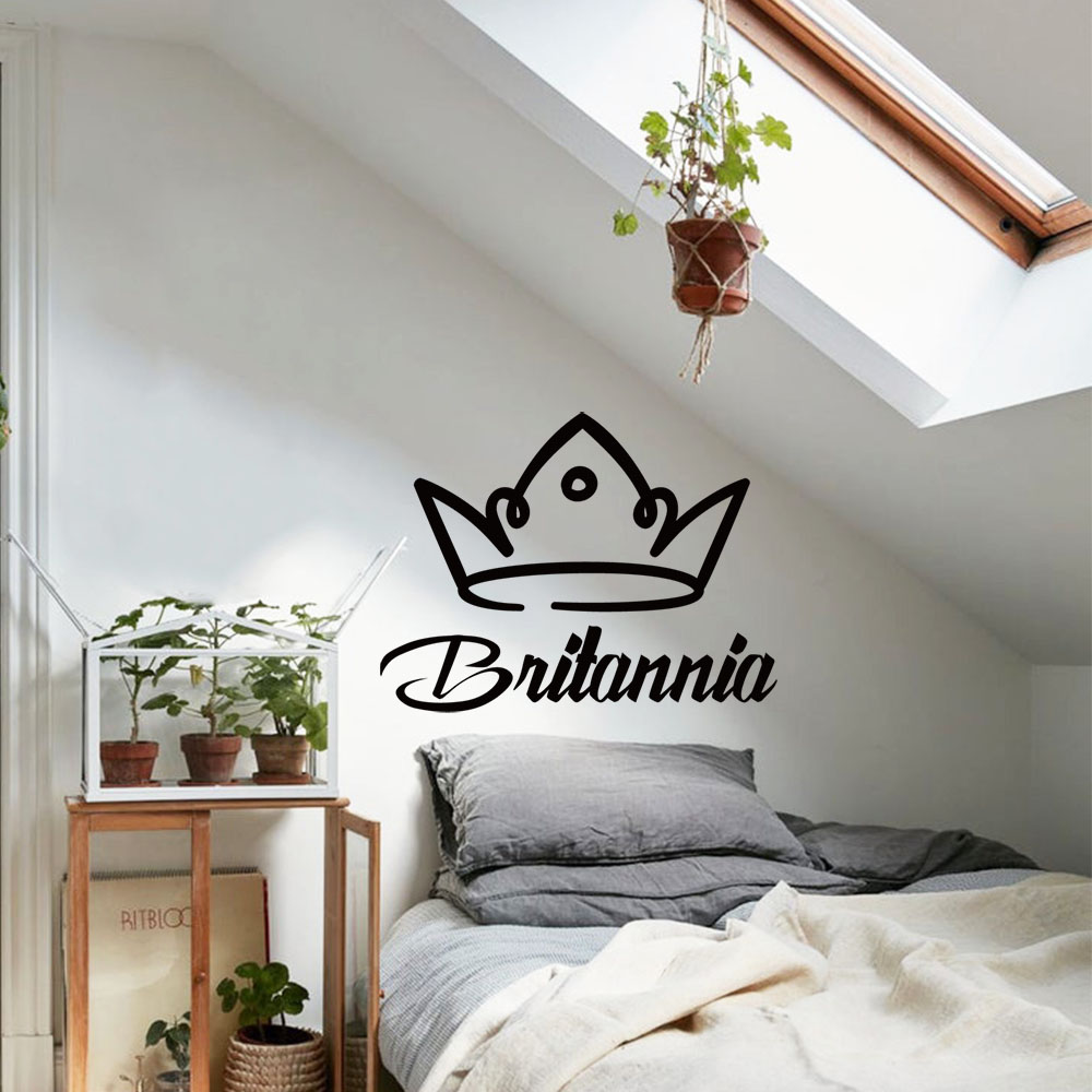 1PC 로맨틱 크라운 맞춤형 텍스트 장식 스티커 방수  - Home Decor Wallpaper 리뷰 및 가격