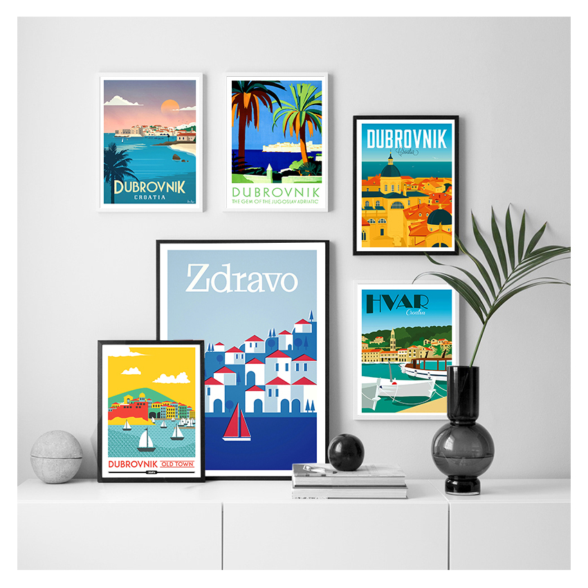 1pc 프레임리스 캔버스 페인팅 여행 포스터 캔버스 페 - Home Decor Zagreb 리뷰 및 가격