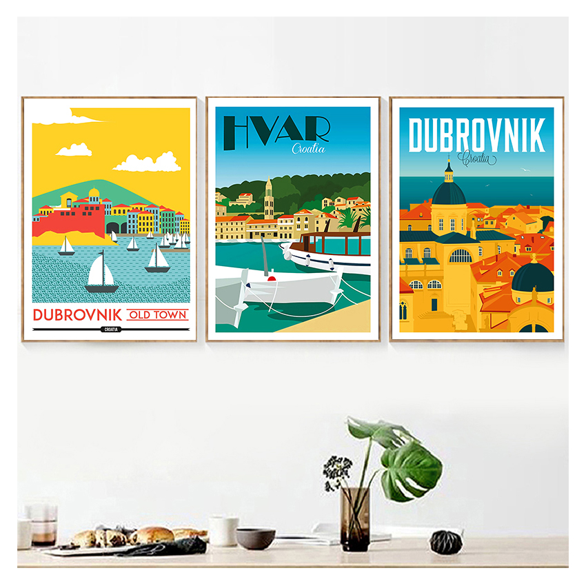 1pc 프레임리스 캔버스 페인팅 여행 포스터 캔버스 페 - Home Decor Zagreb 리뷰 및 가격