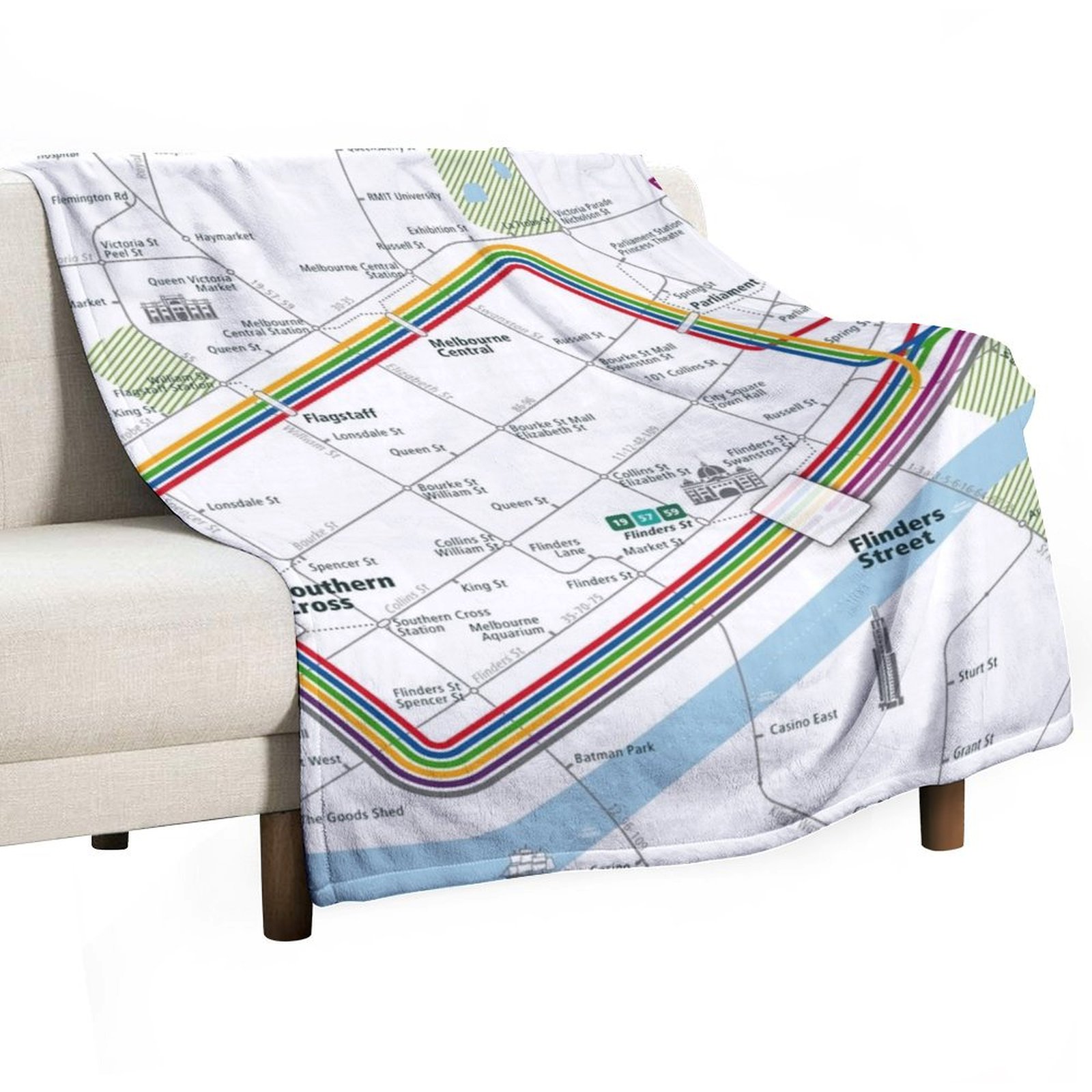 멜버른 시티 레일 맵 스퀘어 스로우 블랭킷 장식용 레트 - Home Decor Melbourne 리뷰 및 가격