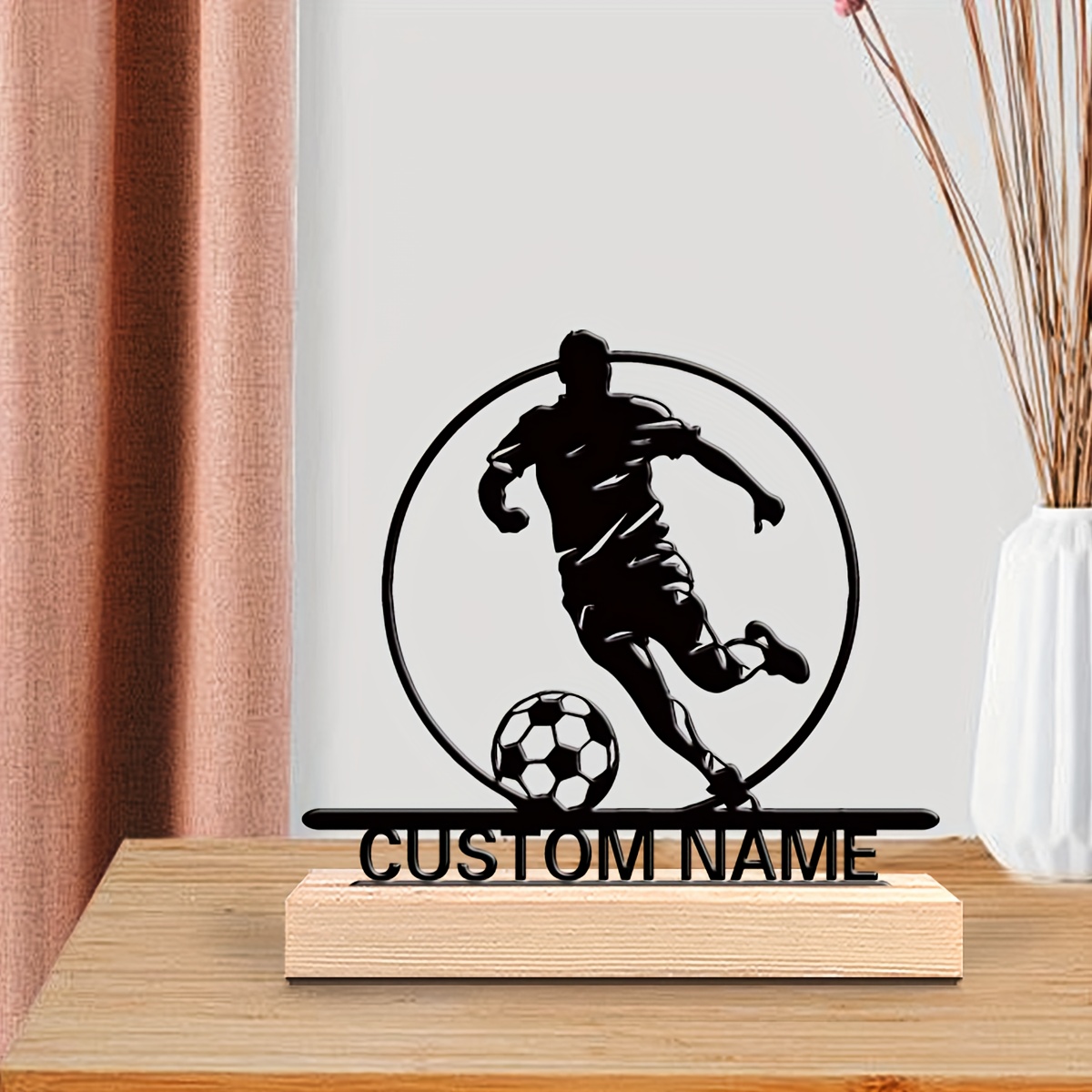 맞춤형 축구 선수 금속 조각상 (이름 포함), 나무 받 - Home Decor Mod 리뷰 및 가격