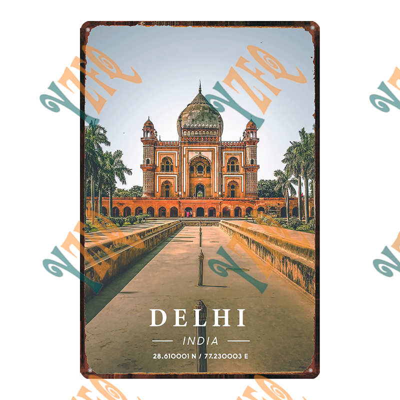 프라하 두바이 헬싱키 델리 시티 사인 빈티지 금속 플라 - Home Decor Delhi 리뷰 및 가격