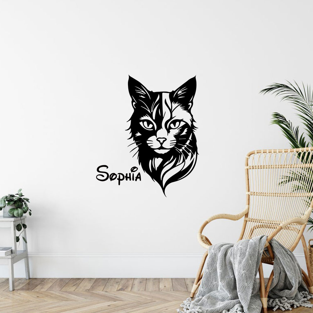 1PC 귀여운 고양이 맞춤 이름 벽 아트 데칼 벽 스티 - Home Decor Wallpaper 리뷰 및 가격