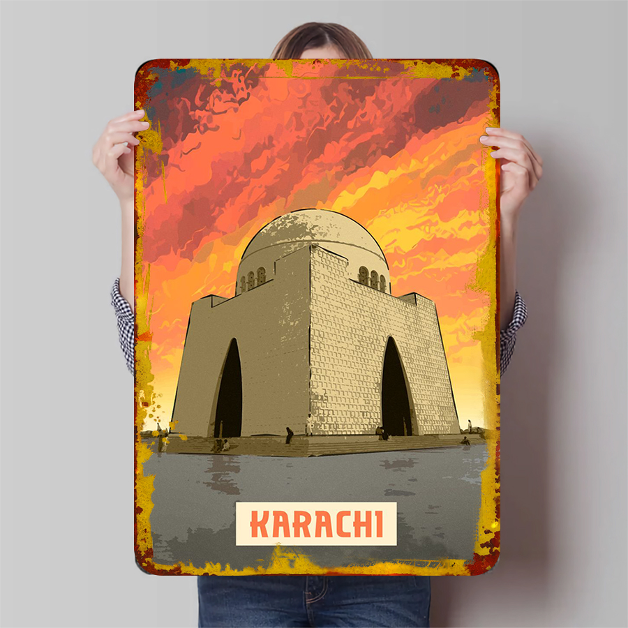 카라치 파키스탄 랜드마크 프레임 금속 벽 예술 스카이라 - Home Decor Karachi 리뷰 및 가격