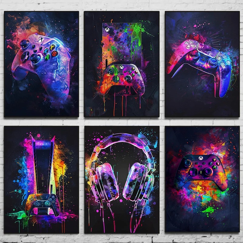 수채화 네온 비디오 게임 포스터 XBOX 프린트 게임패 - Home Decor Xbox Games 리뷰 및 가격