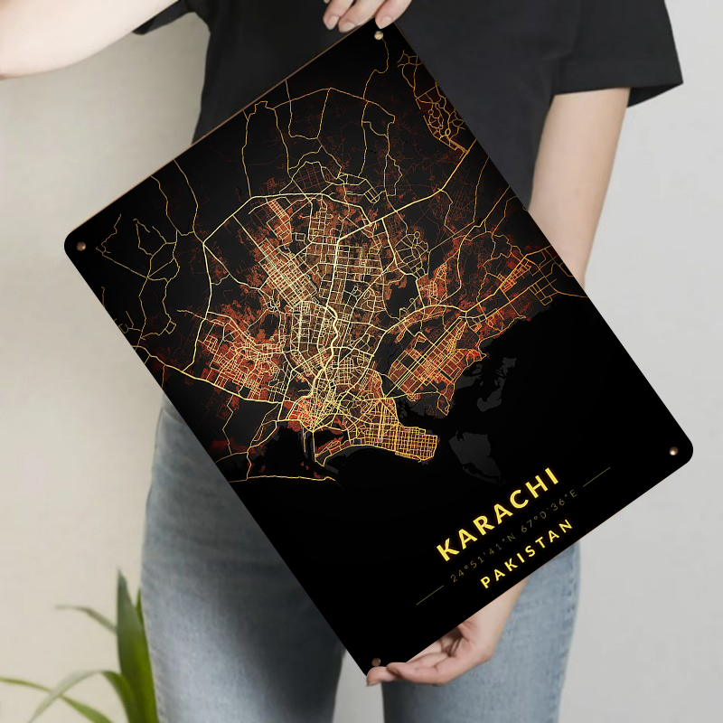 카라치 파키스탄 도시 지도 금속 벽 예술 장식용 철제  - Home Decor Karachi 리뷰 및 가격
