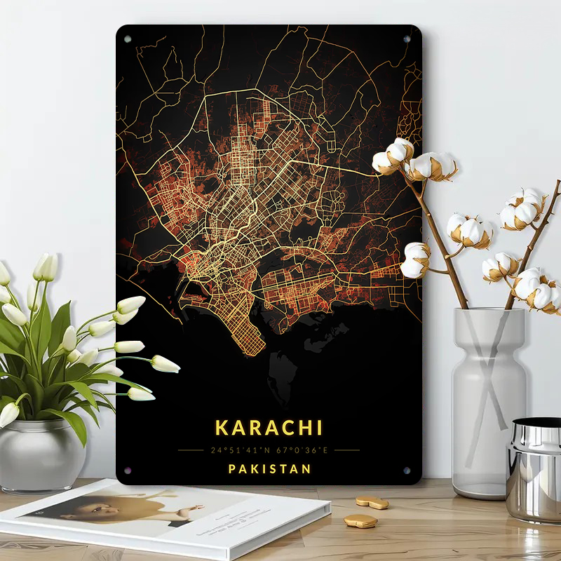 카라치 파키스탄 도시 지도 금속 벽 예술 장식용 철제  - Home Decor Karachi 리뷰 및 가격