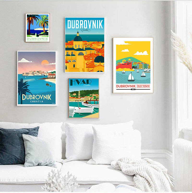 크로아티아 자그레브 두브로브니크 빈티지 여행 포스터,  - Home Decor Zagreb 리뷰 및 가격