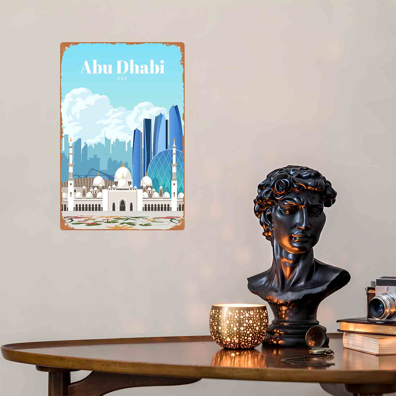 2D 플랫 1개 아부다비 UAE 스카이라인 금속 벽 장 - Home Decor Uae 리뷰 및 가격